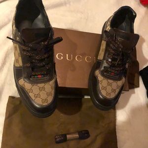 Gucci monogram brown and tan size 14 sneakers